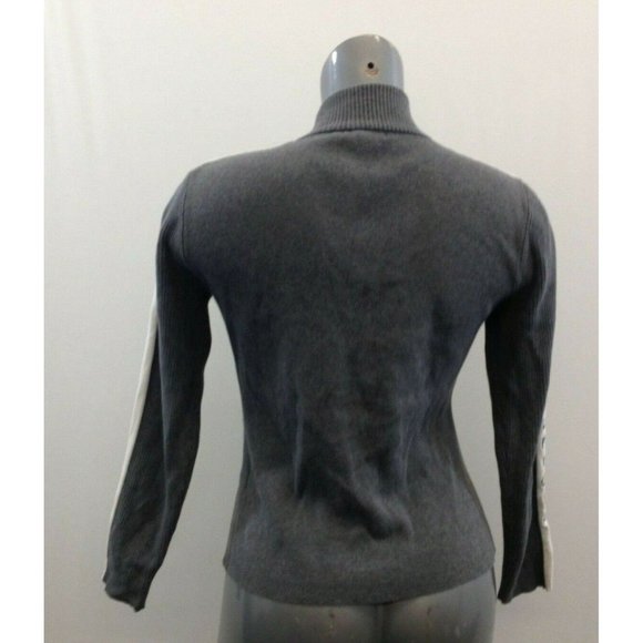 Tommy Hilfiger Full Zip Mock Neck Sweater Women's Size Large Gray Long Sleeve - Picture 3 of 6